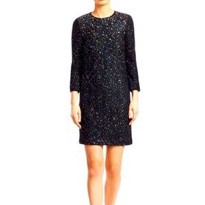 St John Caviar Multi Mini Black Sequins Dress Size 6 D41
